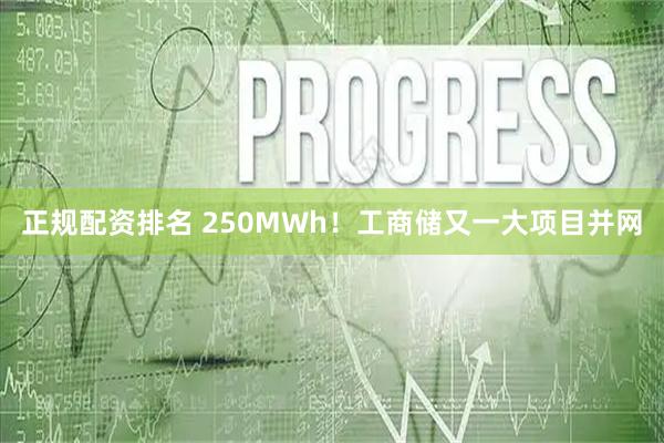 正规配资排名 250MWh！工商储又一大项目并网