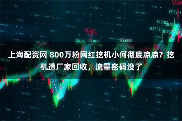 上海配资网 800万粉网红挖机小何彻底凉凉？挖机遭厂家回收，流量密码没了